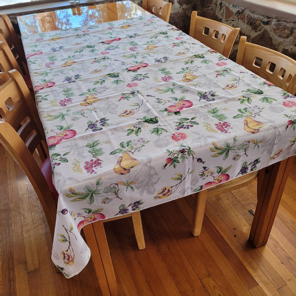 65x50 Fruit & Floral Tablecloth 4 Cloth Napkins Cotton Spring Fresh